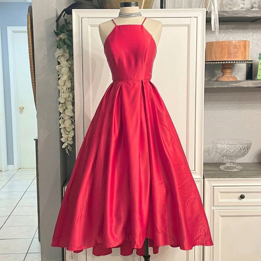 Red Prom Dress High Low Pettie Coat Ball Gown Gala Formal size 2p